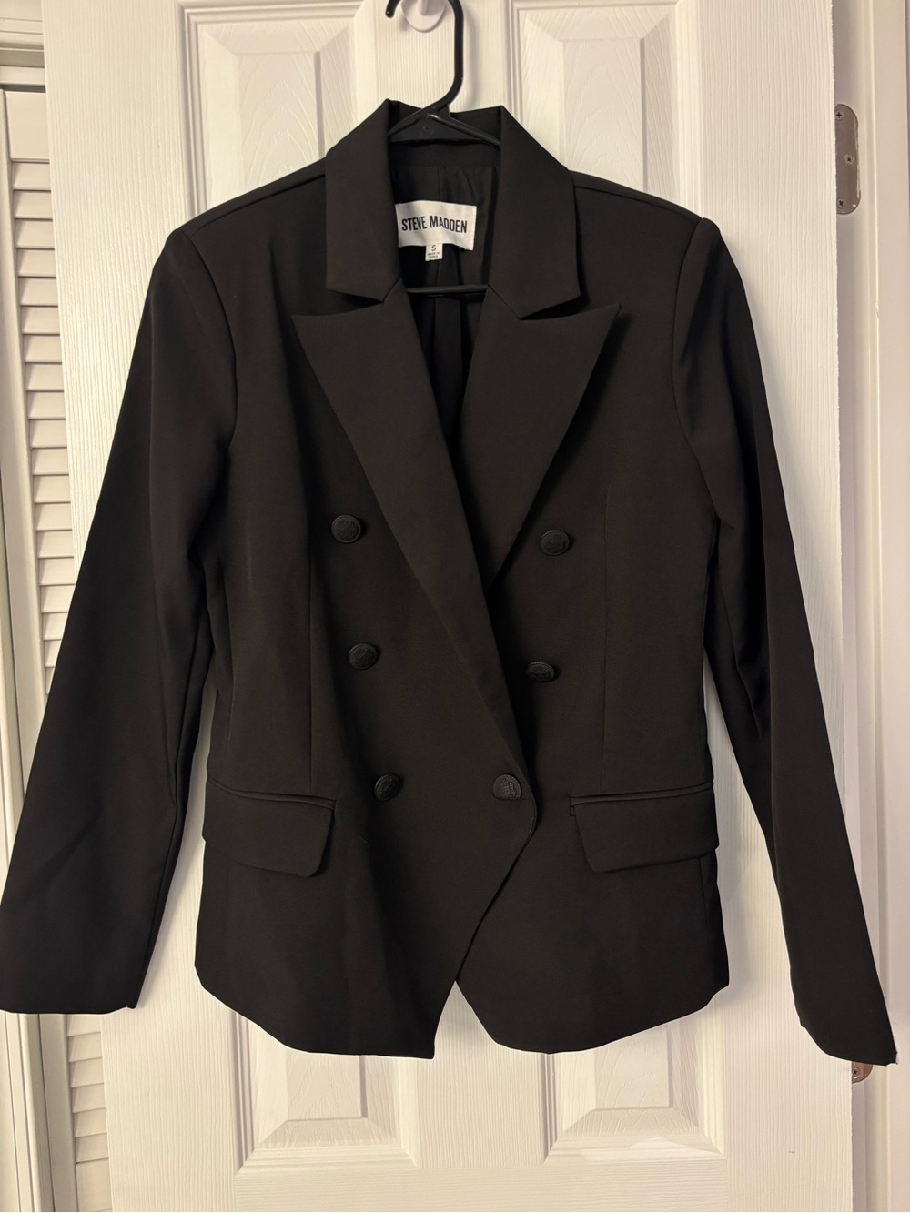 Steve Madden Women's Black Double-Breasted Blazer Jacket Small